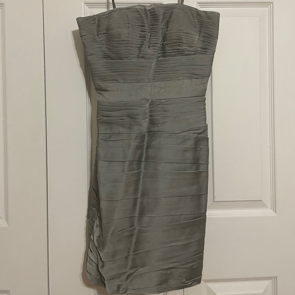 Silver strapless cocktail dress